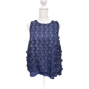 Maeve Anthropologie Navy Textured Sleeveless Blouse Size 8 NWT